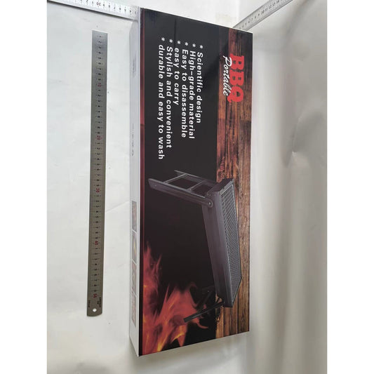 Gratar Portabil pentru Camping si Picnic, Gratar Compact din Metal Robust pentru Gradina si Terasa, 60x22x23 cm, Negru