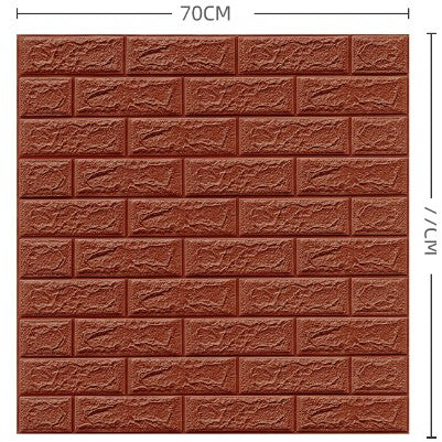 Set Tapet 3D Autoadeziv, Panouri Perete Model Caramida, Spuma Polietilena XPE, Impermeabil si Anticoliziune, 70 x 77 cm, Grosime 3 mm, Maro, Set 10 Bucati, 5.3 mp