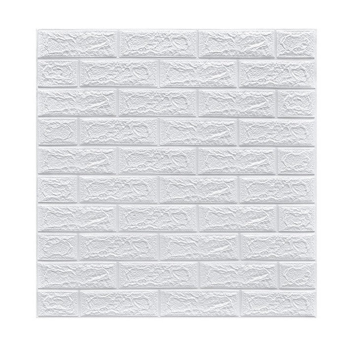 Tapet 3D Autoadeziv, Model Caramida, Panouri Perete Lavabile din Spuma Polietilena XPE, Set 10 Placi, 70 x 77 cm, Grosime 3 mm, Suprafata 5.3 mp, Alb