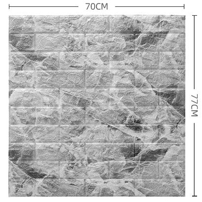 Set Tapet 3D Autocolant, Model Caramida, Panouri Decorative Autoadezive Impermeabile, Spuma Polietilena XPE, 70 x 77 cm, Grosime 3 mm, 10 Bucati, 5.3 mp, Marmura Gri