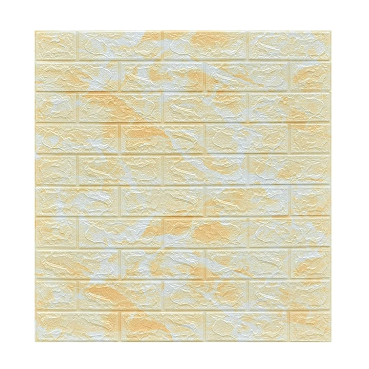 Tapet 3D Autoadeziv, Panouri Perete Model Caramida, Spuma Polietilena XPE Impermeabila, Izolatie Fonica si Termica, Set 10 Placi, 70 x 77 cm, Grosime 3 mm, Marmura Galbena, 5.3 mp