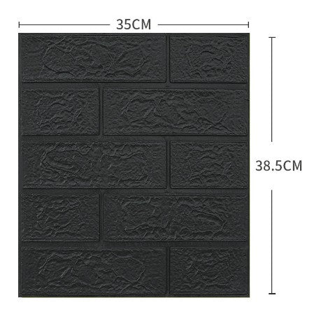 Tapet 3D Autocolant, Panouri Perete Autoadezive Design Caramida, Spuma Polietilena XPE Impermeabila, Izolatie Fonica si Termica, Set 10 Placi, 35 x 38 cm, 3 mm, 1.33 mp, Negru