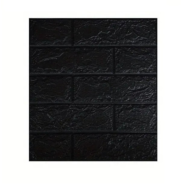 Set Tapet 3D Autoadeziv, Model Caramida, Panouri Decorative Impermeabile din Spuma Polietilena XPE, 35 x 38 cm, Grosime 3 mm, Negru, Set 10 Bucati, 1.33 mp