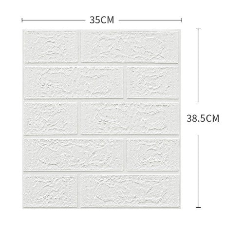 Tapet 3D Autocolant, Model Caramida, Panouri Decorative Autoadezive Impermeabile, Spuma Polietilena XPE, 35 x 38 cm, Grosime 3 mm, Set 10 Placi, 1.33 mp, Alb