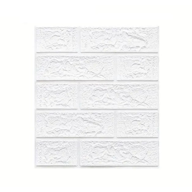 Tapet 3D Autocolant, Model Caramida, Panouri Decorative Autoadezive Impermeabile, Spuma Polietilena XPE, 35 x 38 cm, Grosime 3 mm, Set 10 Placi, 1.33 mp, Alb