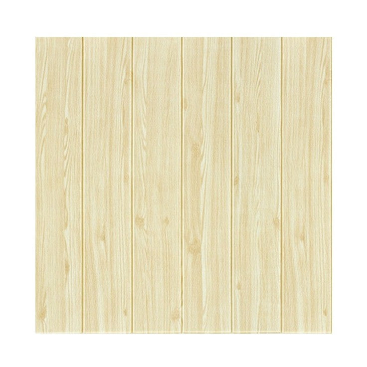 Set 10 Placi Tapet 3D Autoadeziv, Panouri Perete Interior cu Aspect Lemn, Rasina Ecologica, Izolatie Termica si Fonica, 70 x 70 cm, Grosime 3 mm, Acoperire 4.9 mp, Crem