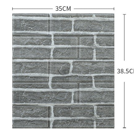Set Placi Tapet 3D Autoadeziv, Model Caramida, Panouri Perete Impermeabile din Spuma Polietilena XPE, 35 x 38 cm, 3 mm Grosime, 1.33 mp, Gri, 10 Bucati