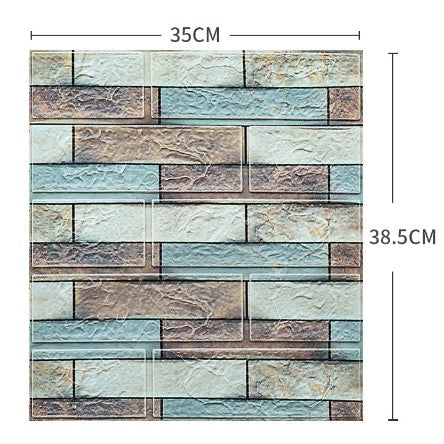 Set 10 Placi Tapet 3D Autocolant, Panou Perete Autoadeziv Model Caramida, Spuma XPE Impermeabila, Protectie Copii, Izolatie Termica si Fonica, 35 x 38 cm, Grosime 3 mm, 1.33 mp, Multicolor
