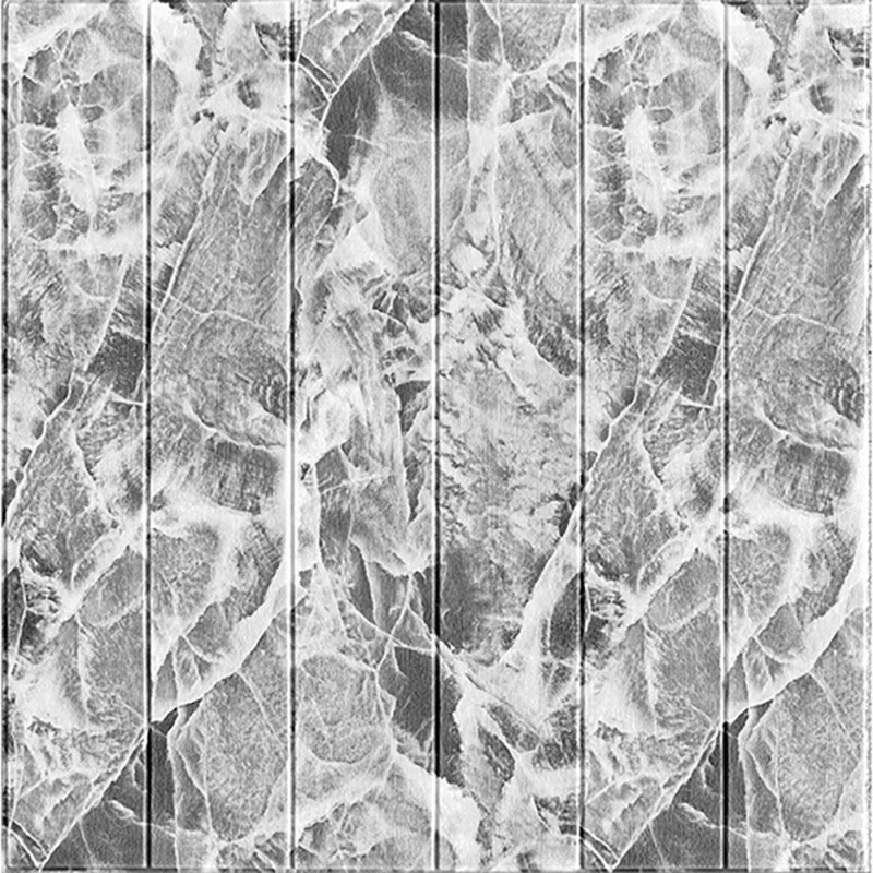 Tapet 3D Autoadeziv, Set 10 Placi Decorativ Perete, Aspect Lemn, Izolant Fonic si Termic, Rasina Ecologica, 70 x 70 cm, Grosime 3 mm, Acoperire 4.9 mp, Gri Marmorat