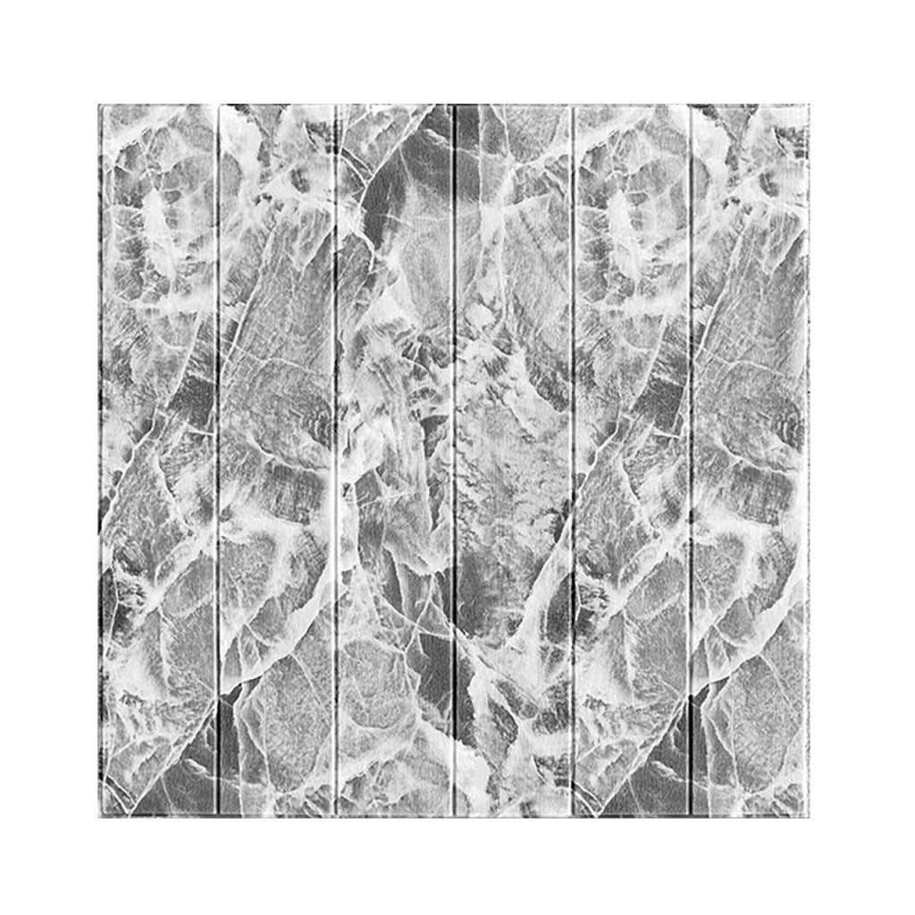 Tapet 3D Autoadeziv, Set 10 Placi Decorativ Perete, Aspect Lemn, Izolant Fonic si Termic, Rasina Ecologica, 70 x 70 cm, Grosime 3 mm, Acoperire 4.9 mp, Gri Marmorat