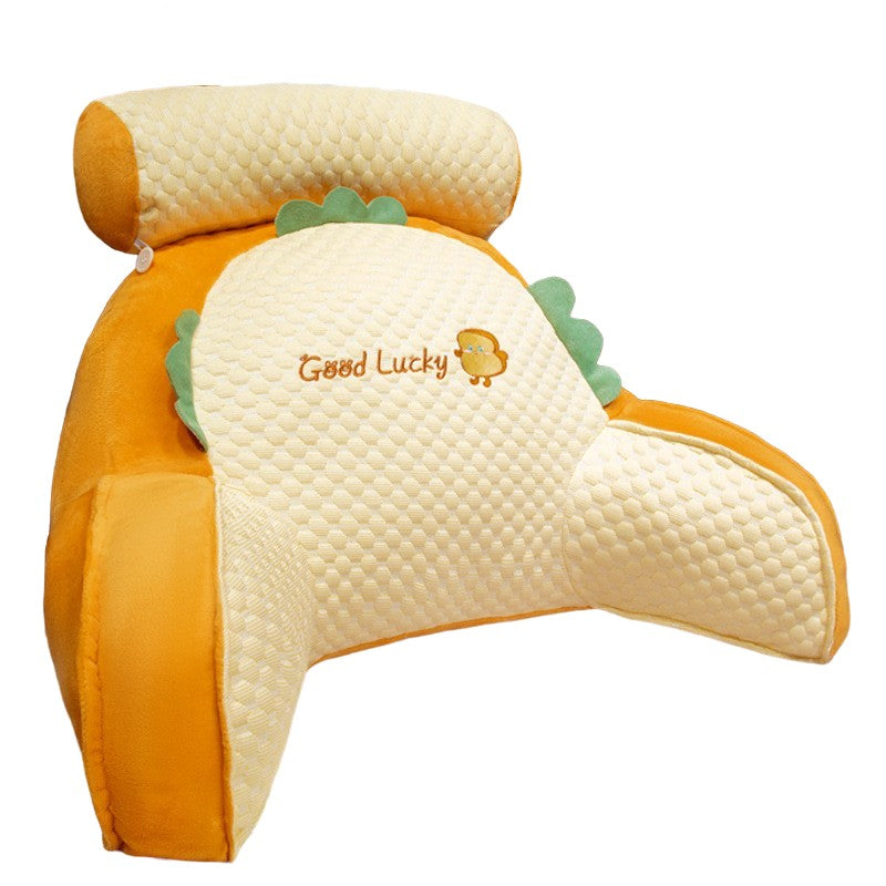 Pernă Multifuncțională, Spătar pentru Pat și Protecție Lombară, Suport Ergonomic, Pluș cu Umplutură Bumbac PP, Model Pui, Portocaliu, 60 x 40 cm