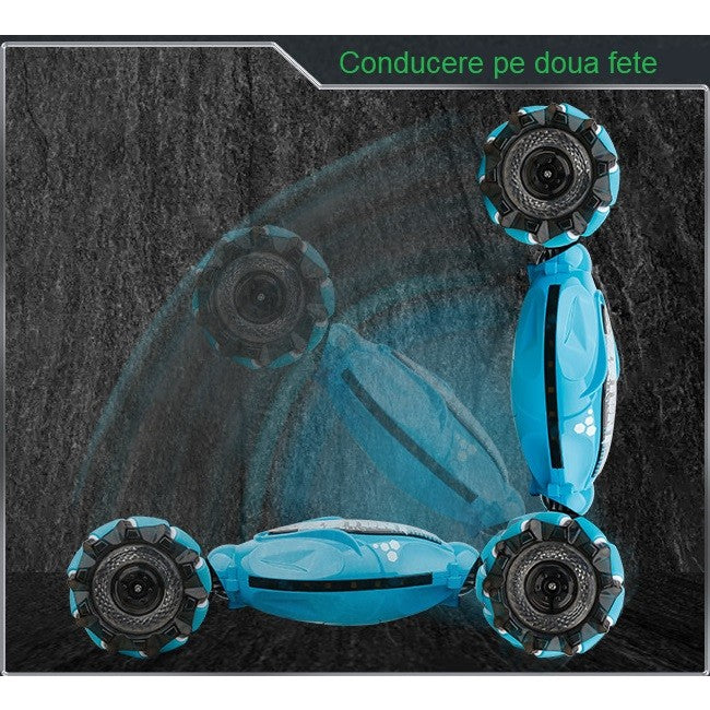 Mașinuță Cu Telecomandă Și Control Gestual Prin Senzori, Conducere Pe Două Fețe, Lumini Și Muzică, Plastic, 27.5 x 15 x 7 cm, Albastru