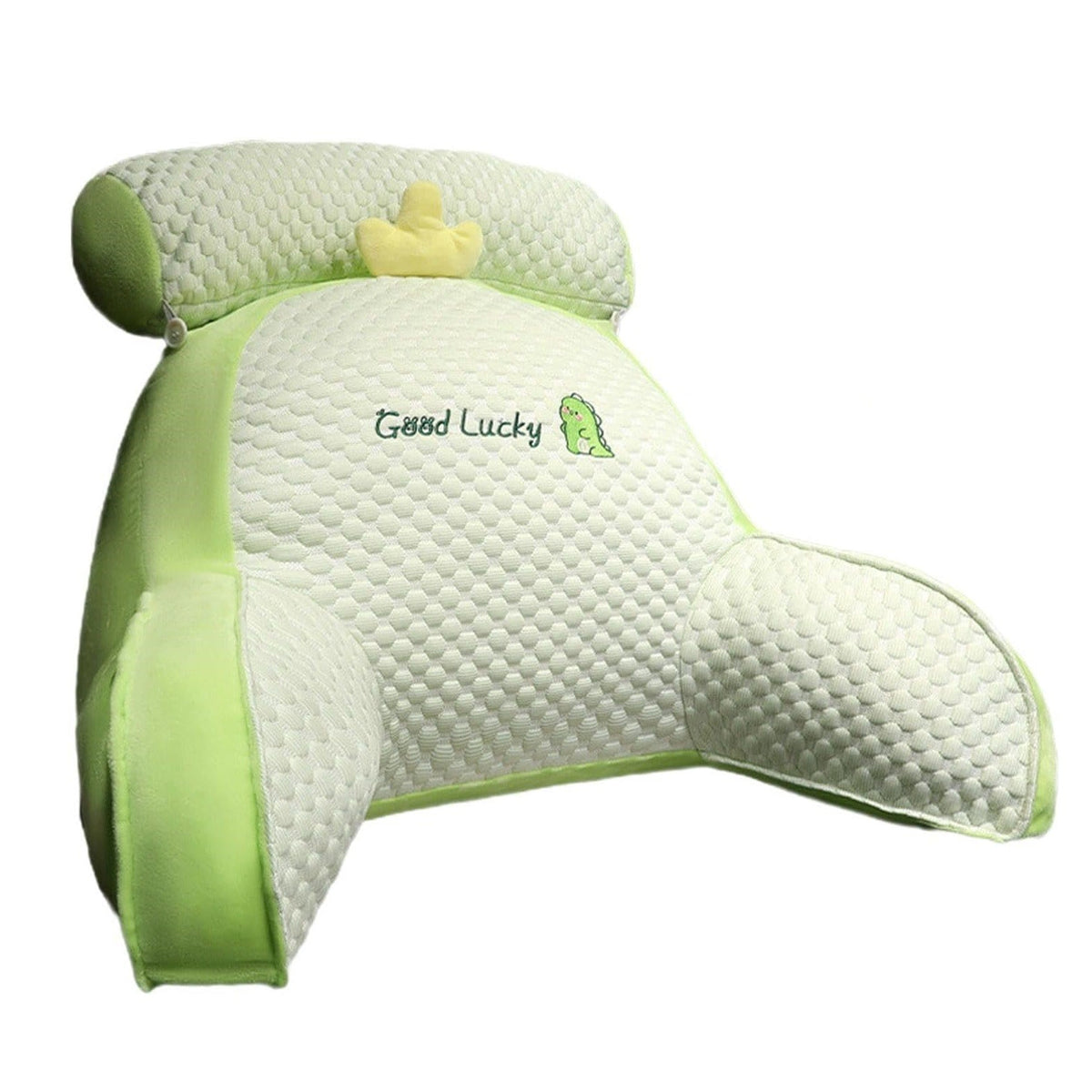 Pernă Multifuncțională și Spătar pentru Pat, Suport Lombar și Tetieră, Material Pluș cu Umplutură Bumbac PP, Model Dinozaur, Verde, 60 x 40 cm