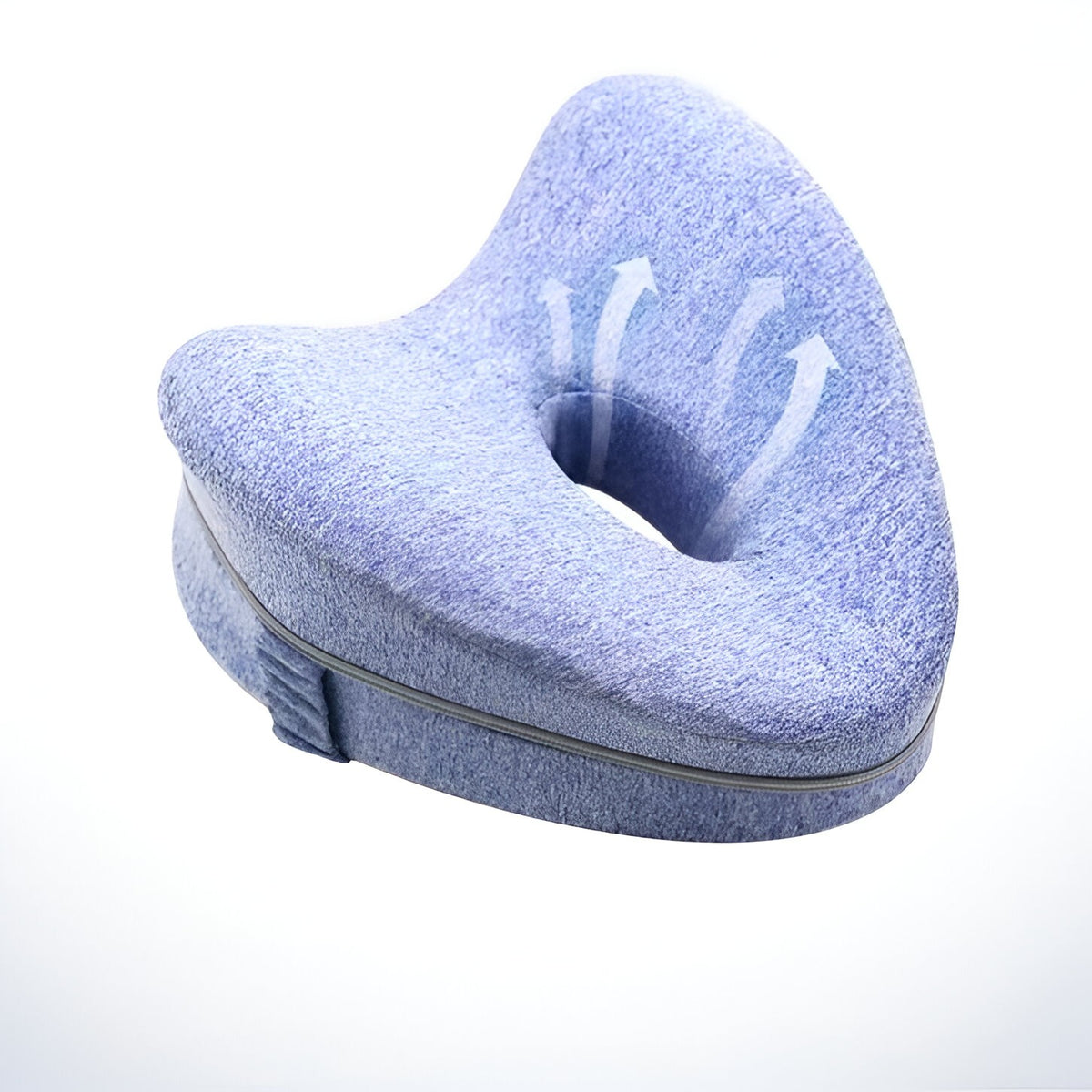 Pernă Ortopedică pentru Picioare și Genunchi, Design Ergonomic în Formă de Inimă cu Curea Anti-cădere, Spumă cu Memorie Termo-elastică, 25x23x13 cm, Albastru