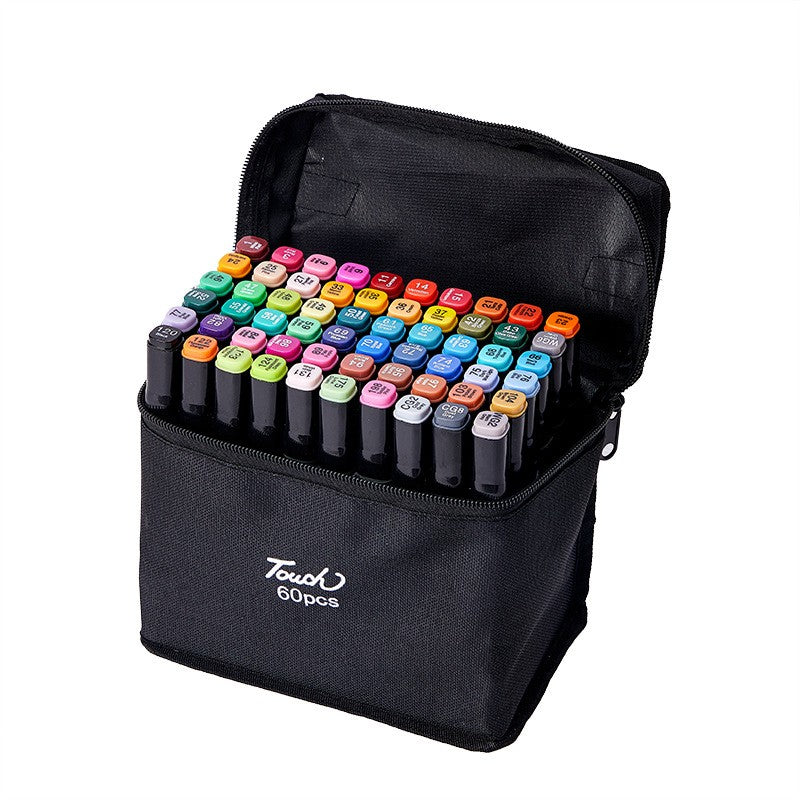 Touch Room Set 60 Markere cu Alcool, Două Vârfuri Late și Subțiri, Geantă de Transport Inclusă, Markere Profesionale pentru Desen, Multicolor, 60 Bucăți
