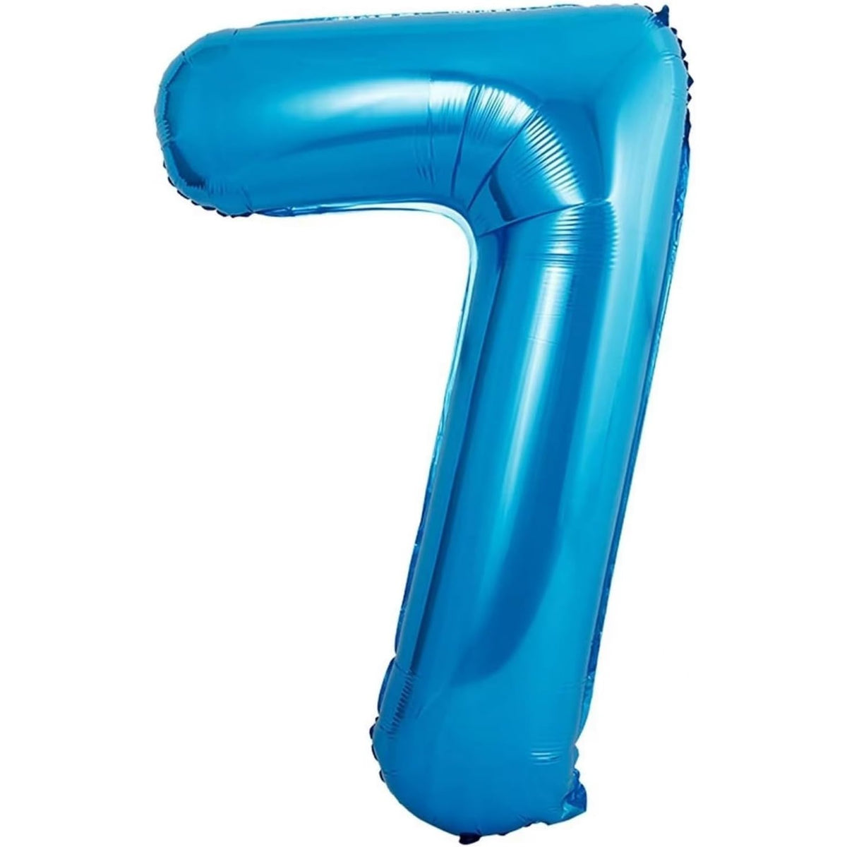 Balon Aniversar Cifra 7 cu Coroana, Figurina din Folie Metalizata, Umflare Aer sau Heliu, Include Pai, 100 cm, Albastru