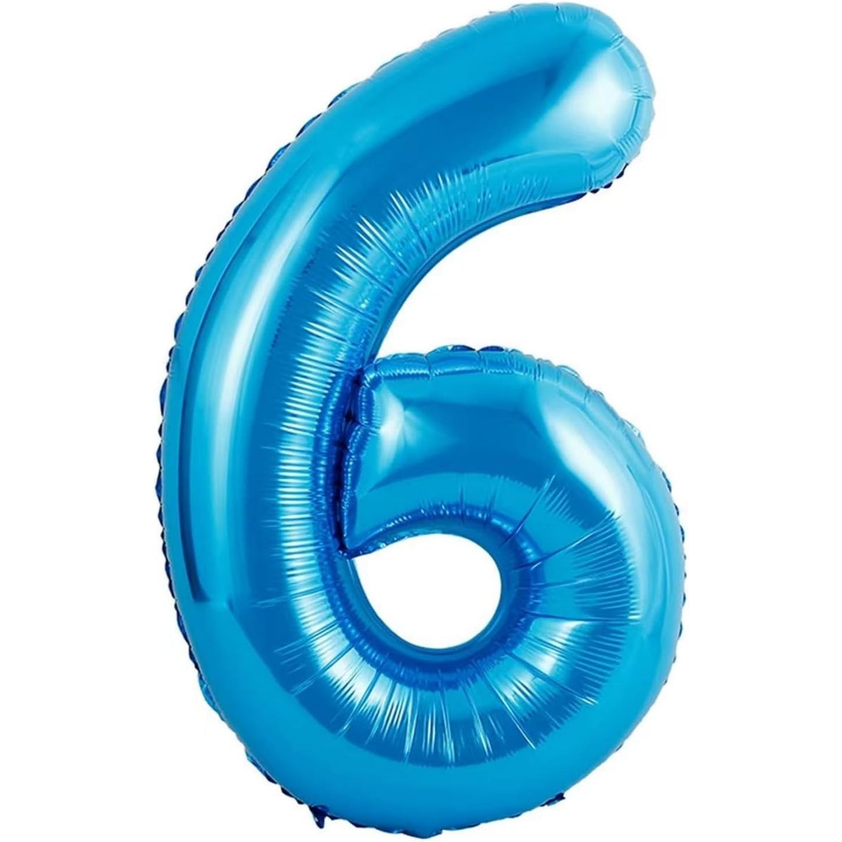 Balon Aniversar din Folie Metalizata, Figurina Cifra 6 cu Coroana, Decoratiuni Petrecere, Umflare Aer sau Heliu, Albastru, 100 cm