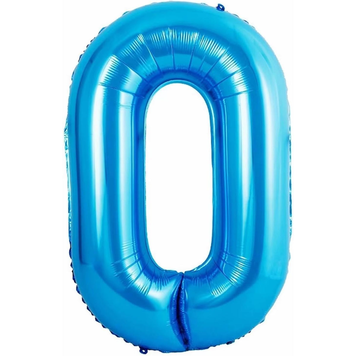 Balon Cifra 0 cu Coroana, Figurina Uriasa pentru Aniversare, Folie Metalizata, Umflare Aer sau Heliu, 100 cm, Albastru