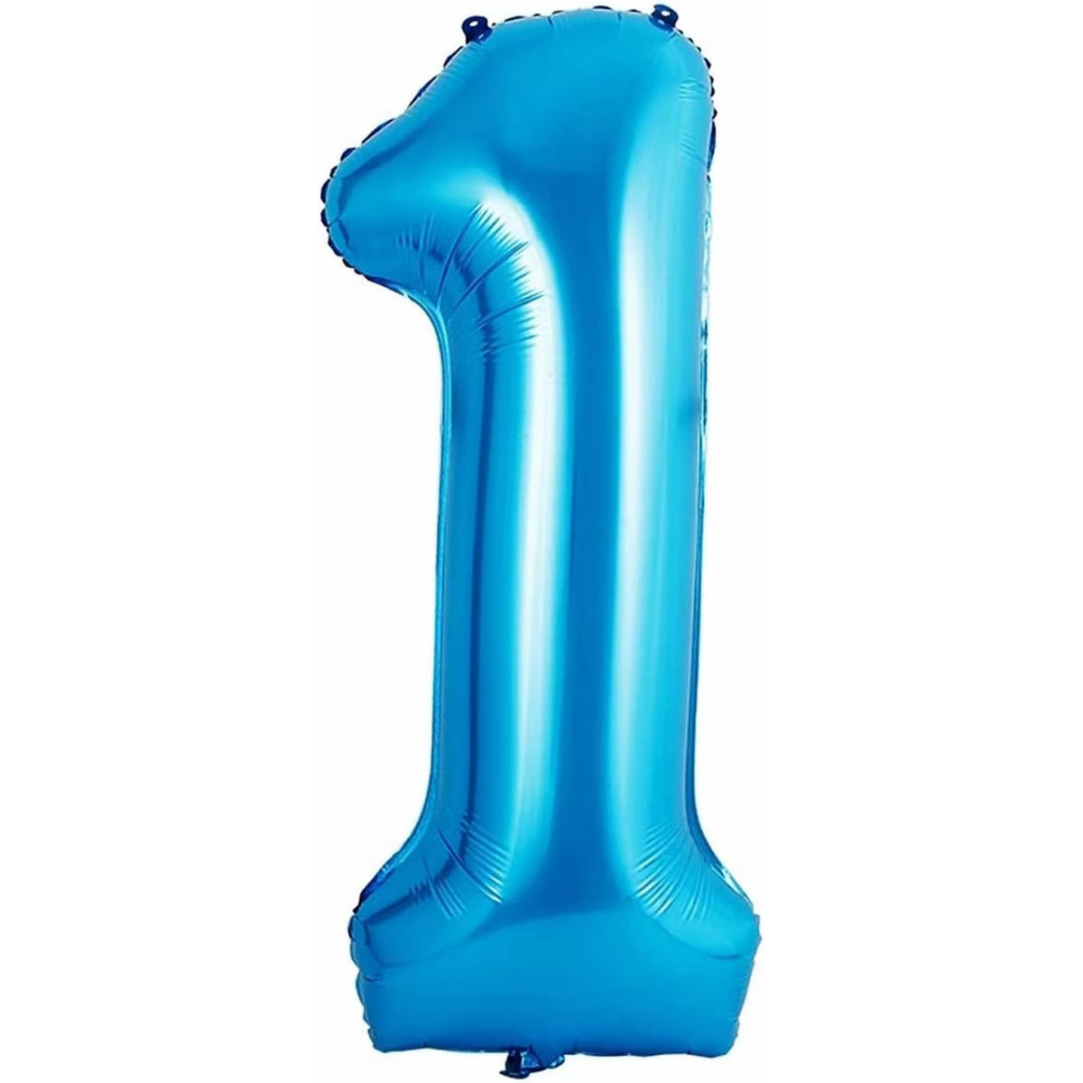 Balon Din Folie Metalizata, Figurina Cifra 1 Cu Coroana, Decor Aniversare, Set Cu Pai Inclus, Umflare Aer Sau Heliu, 100 cm, Albastru