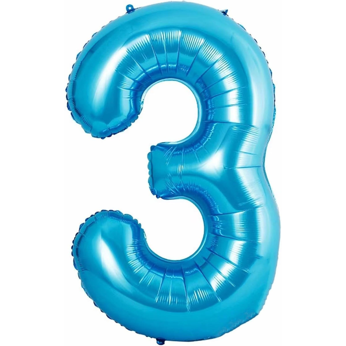 Balon Aniversar Cifra 3 cu Coroana, Folie Metalizata, Umflare Aer sau Heliu, Inaltime 100 cm, Pai Inclus, Albastru