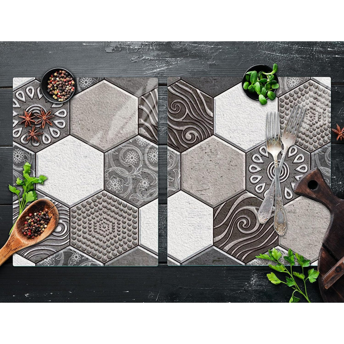 Tapet Autocolant 3D, Placi Autoadezive cu Model Marmura Hexagonala, Panouri Decorative Impermeabile pentru Bucatarie si Sufragerie, Textura Piatra Culturala, 10 Bucati, 30x30 cm