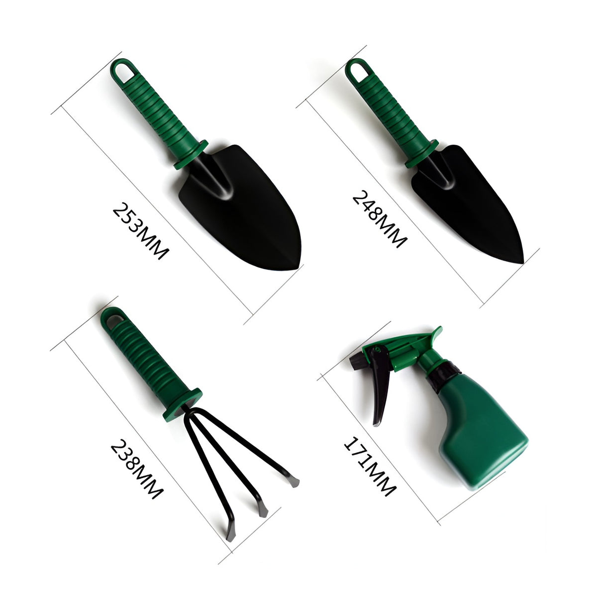 Set Unelte Gradinarit Pentru Plantare Si Ingrijire Plante, Accesorii Gradina Cu Maner Ergonomic, Otel Si Plastic, 12 Piese Cu Cutie Depozitare, 37x28 cm, Verde