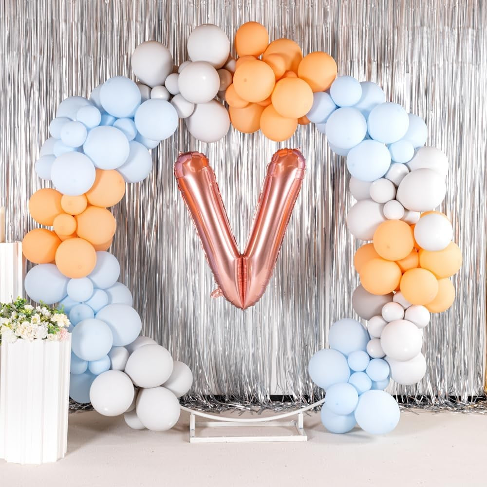 Balon Folie Metalizata Litera V, 80 cm, Reutilizabil, Compatibil Heliu sau Aer, Include Pai Umflare, Rose Gold