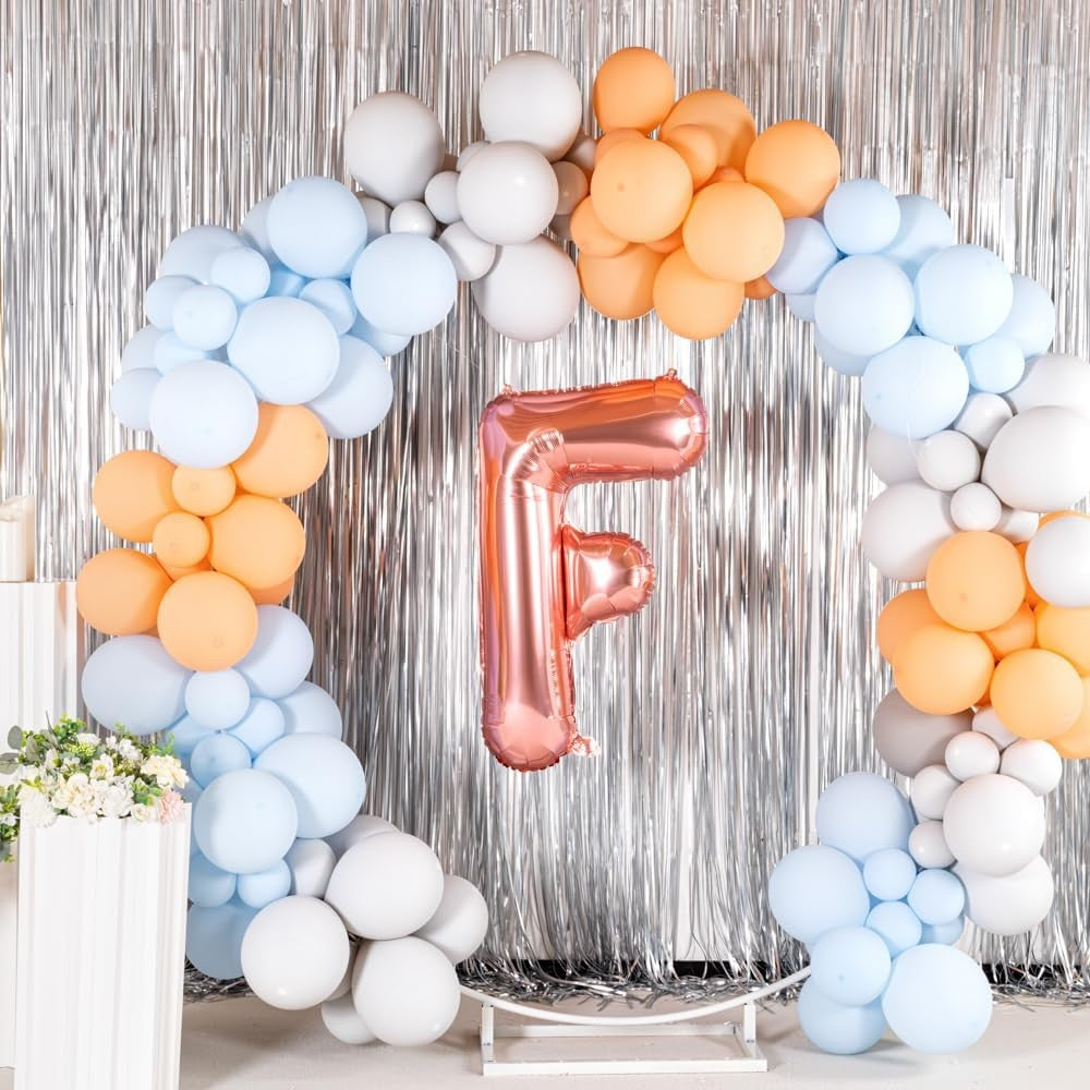 Balon Folie Metalizata Litera F, Decoratiune Petrecere Umflare Heliu sau Aer, Aluminiu, Inaltime 80 cm, Rose Gold