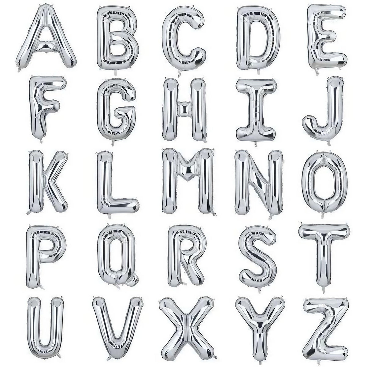 Balon Folie Metalizata Litera T, Umflare Heliu sau Aer, Material Rezistent, Pai Inclus, Argintiu, 80 cm