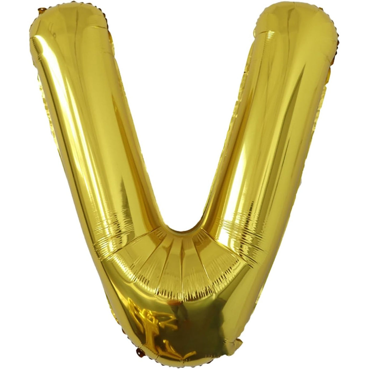 Balon Folie Metalizata Litera V, Balon Aniversar Litera V, Potrivit Pentru Heliu sau Aer, Include Pai de Umflare, Aluminiu, 80 cm, Auriu