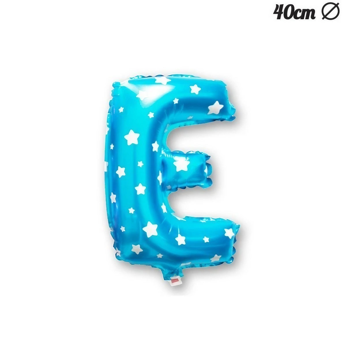 Balon Folie Metalizata Litera E, Design Stelute, Umflare Heliu sau Aer, Include Pai, Albastru, 40 cm
