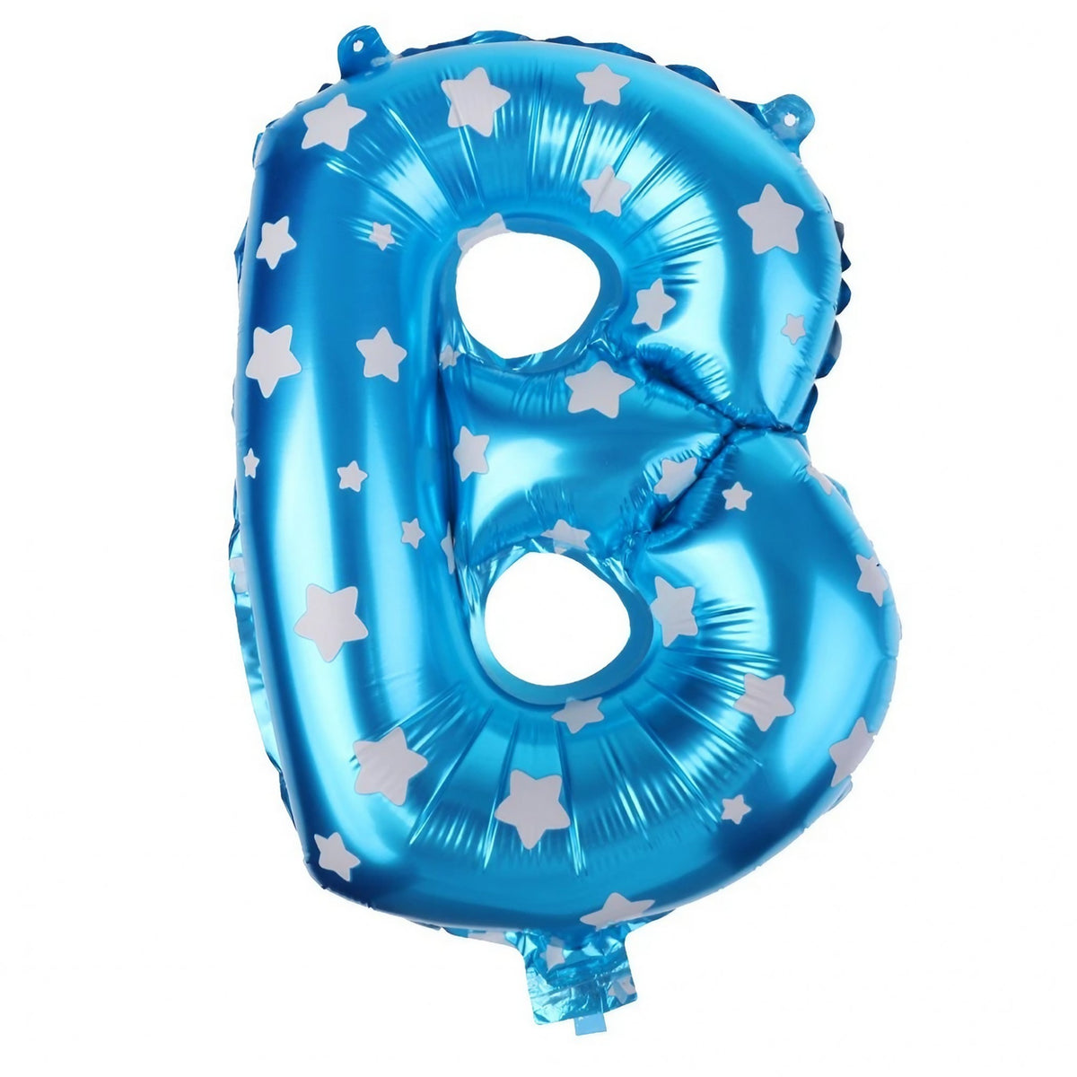 Balon Folie Metalizata Litera B, Model cu Stelute, Umflare Heliu sau Aer, Include Pai, Aluminiu, 40 cm, Albastru