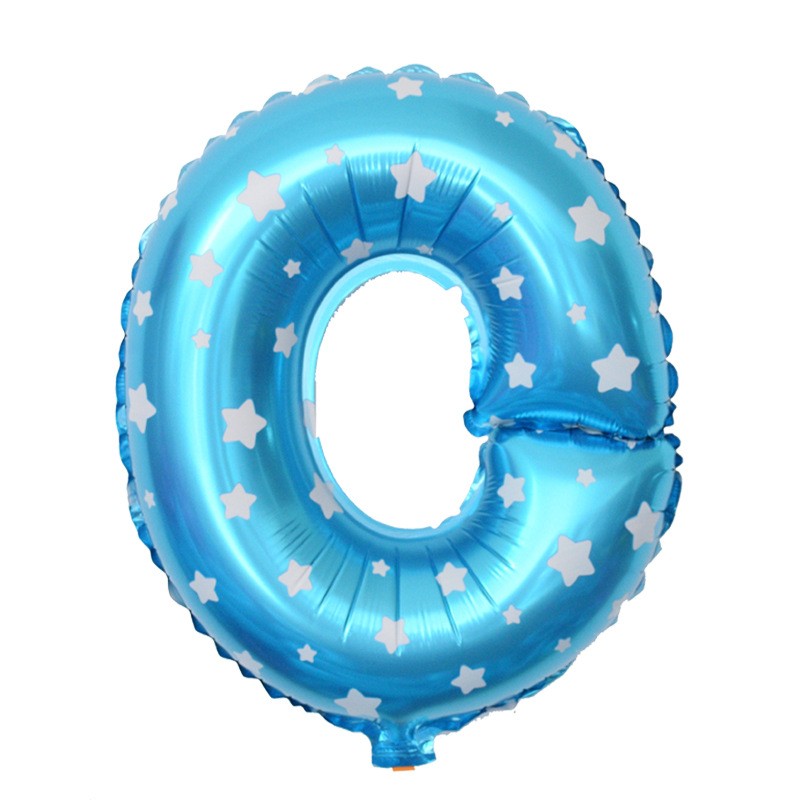 Balon Folie Metalizata Litera O, Model cu Stelute, Umflare Heliu sau Aer, Material Rezistent, 40 cm, Albastru