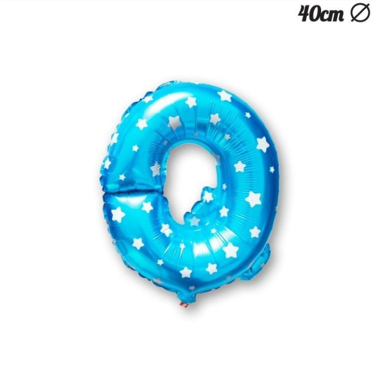 Balon Folie Metalizata Litera Q, Design Stelute, Umflare Heliu sau Aer, Aluminiu, 40 cm, Albastru