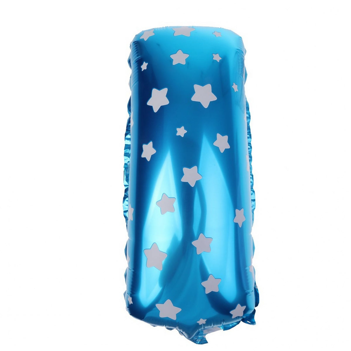 Balon Folie Metalizata Litera I, Model Stelute, Umflare Heliu sau Aer, Include Pai, Albastru, 40 cm