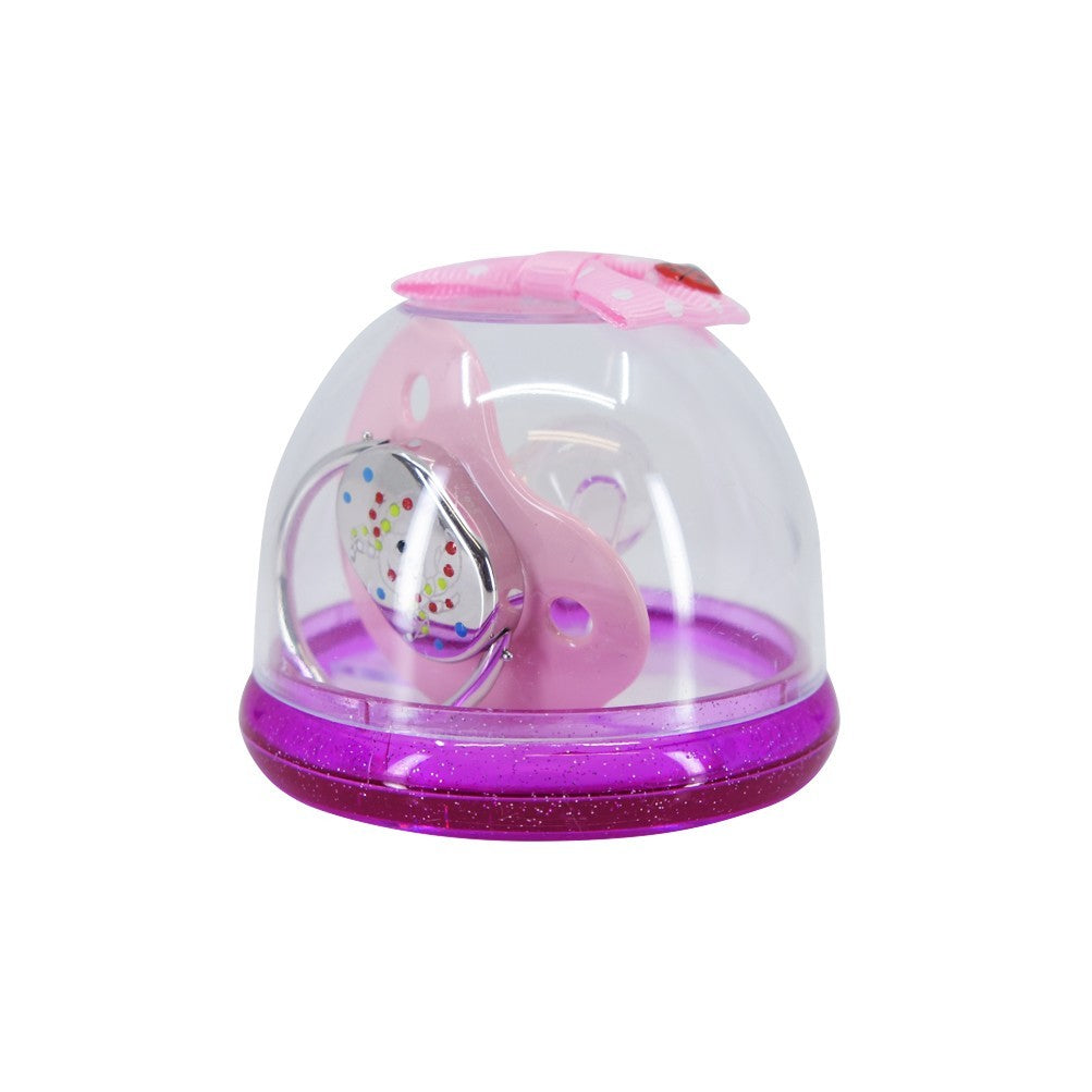 Suzeta din Argint 925 pentru Cadou, Tetina din Silicon Transparent, Maner de Siguranta, Durabila si Rezistenta, Argintiu