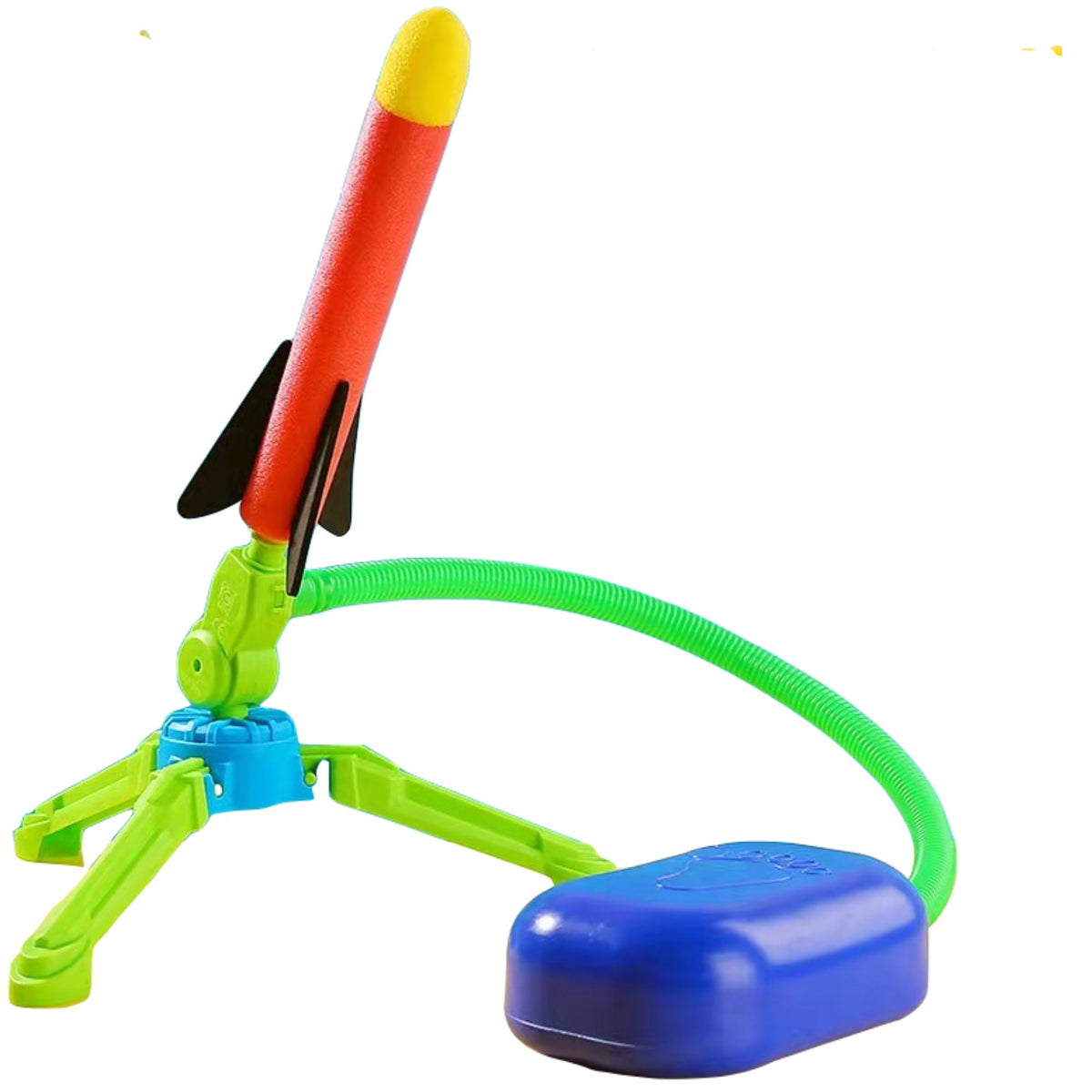 Lansator Rachete de Jucarie pentru Copii, Actiune Pneumatica cu Pedala, 3 Rachete din Spuma, Multicolor, Model 2