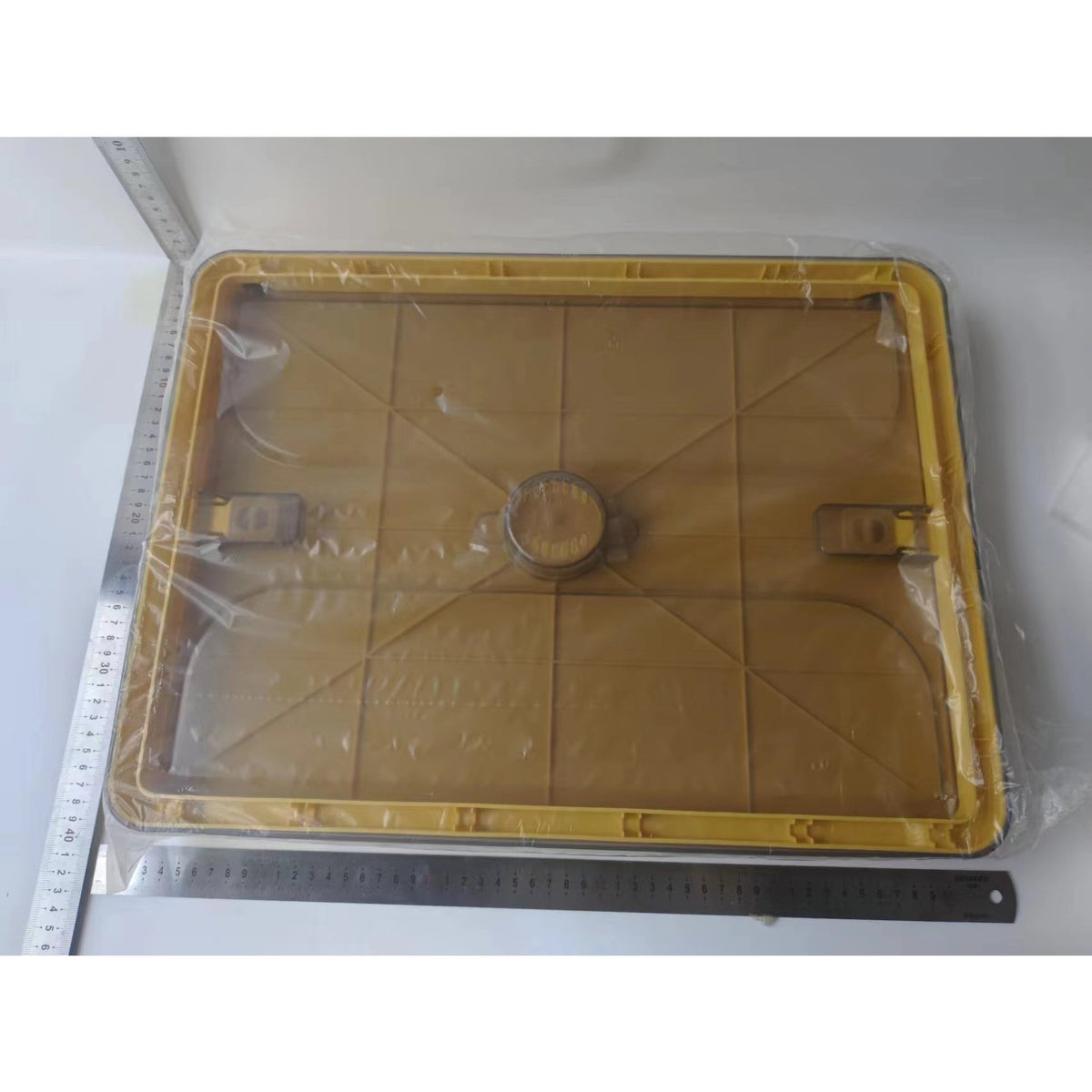 Cutie de Depozitare Pliabila cu Capac, Organizator pentru Haine si Jucarii, Ferestre Transparente, Plastic Rezistent, Capacitate 40 L, 47x35x24.5 cm, Portocaliu