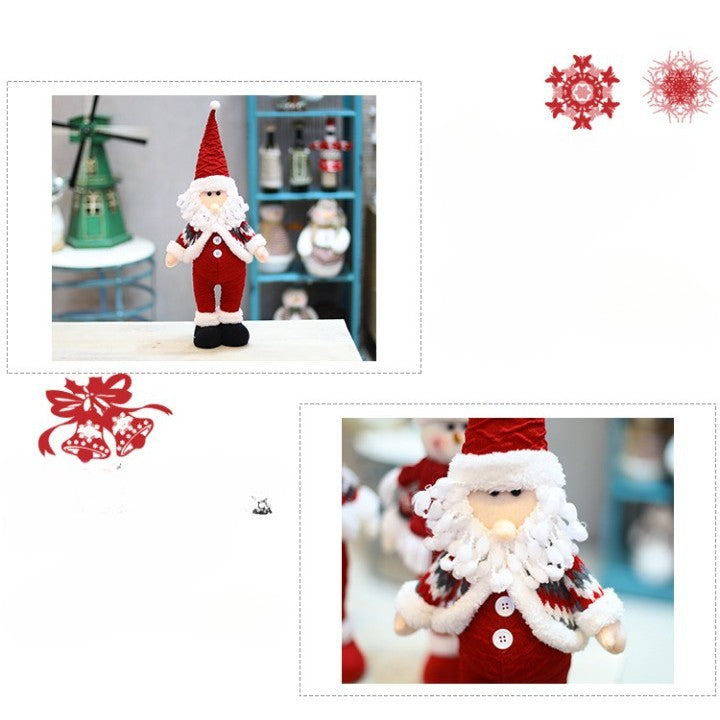 Figurina Mos Craciun, Decoratiune De Craciun Pentru Interior, Material Textil Si Plastic, Rosu Si Alb, Inaltime 55 cm
