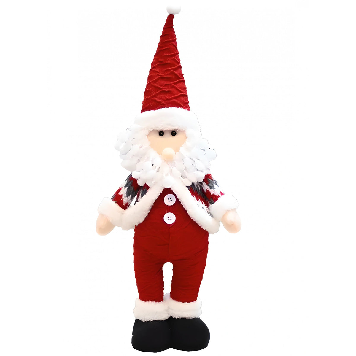 Figurina Mos Craciun, Decoratiune De Craciun Pentru Interior, Material Textil Si Plastic, Rosu Si Alb, Inaltime 55 cm