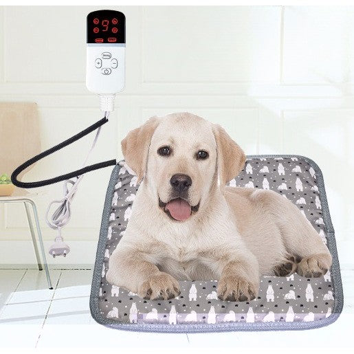 Patura Electrica pentru Caini si Pisici, Perna Incalzita cu Tub Anti-Muscatura, 9 Trepte de Temperatura, Protectie PVC si Suprafata Anti-Alunecare, 28 W, 45 x 45 cm, Gri