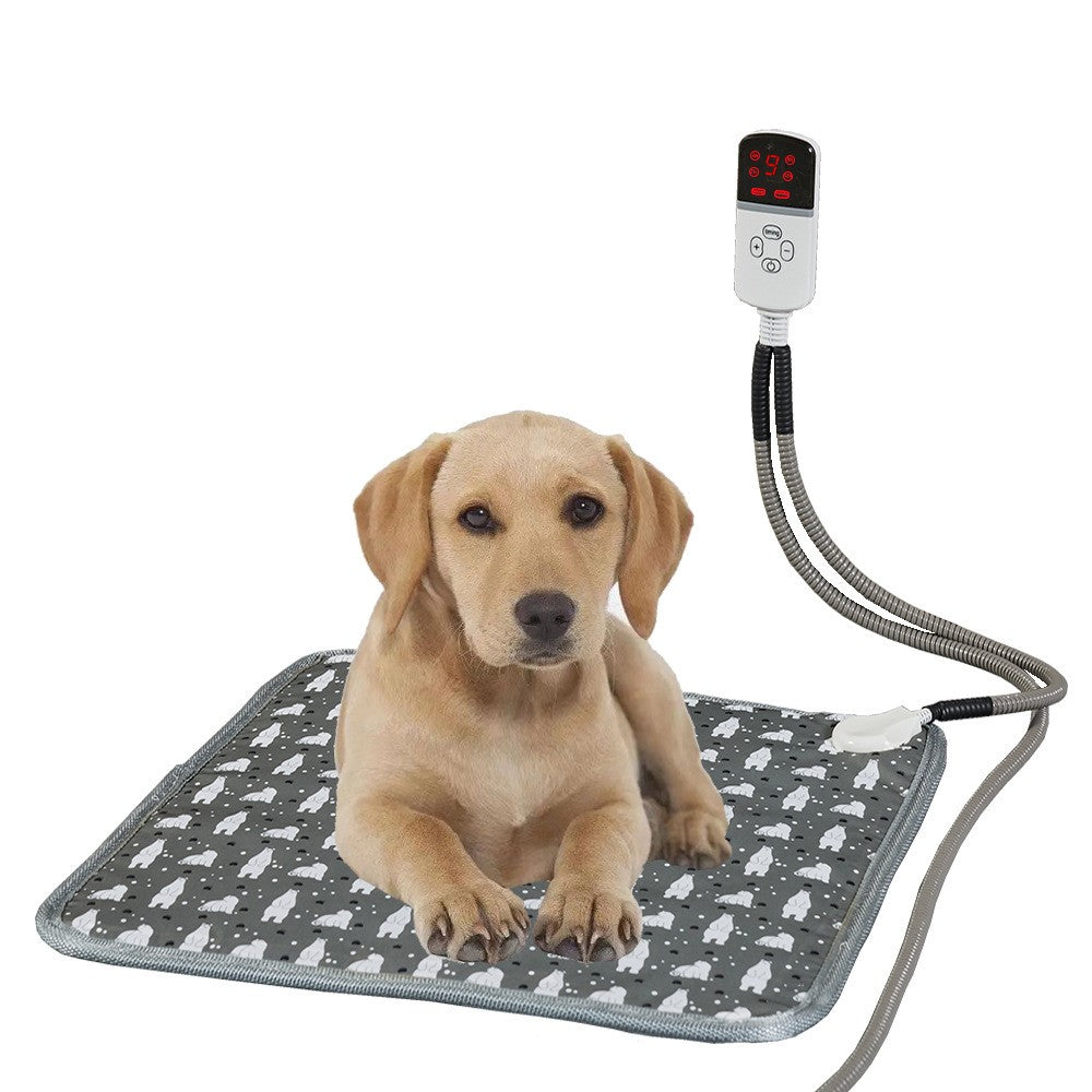 Patura Electrica pentru Caini si Pisici, Perna Incalzita cu Tub Anti-Muscatura, 9 Trepte de Temperatura, Protectie PVC si Suprafata Anti-Alunecare, 28 W, 45 x 45 cm, Gri
