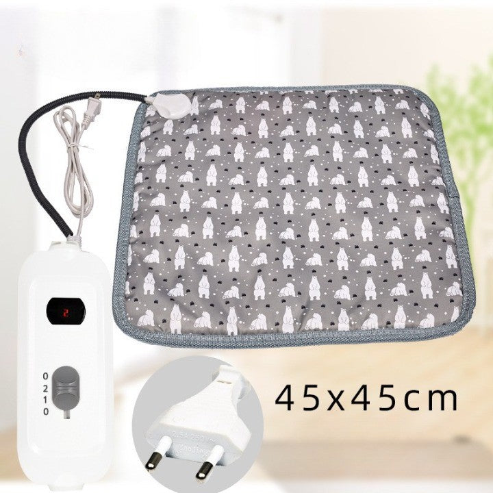 Patura Electrica pentru Caini si Pisici, Perna Incalzita cu Tub Anti-Muscatura, 9 Trepte de Temperatura, Protectie PVC si Suprafata Anti-Alunecare, 28 W, 45 x 45 cm, Gri