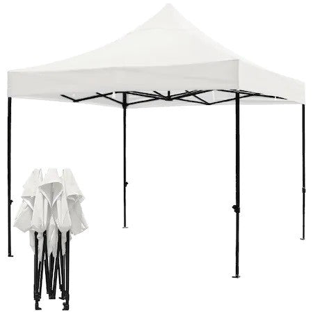 Cort Pliabil Tip Pavilion pentru Evenimente, Structura Metalica Telescopica, Prelata Oxford PVC Impermeabila, Rezistent UV, 2x2 m, Verde