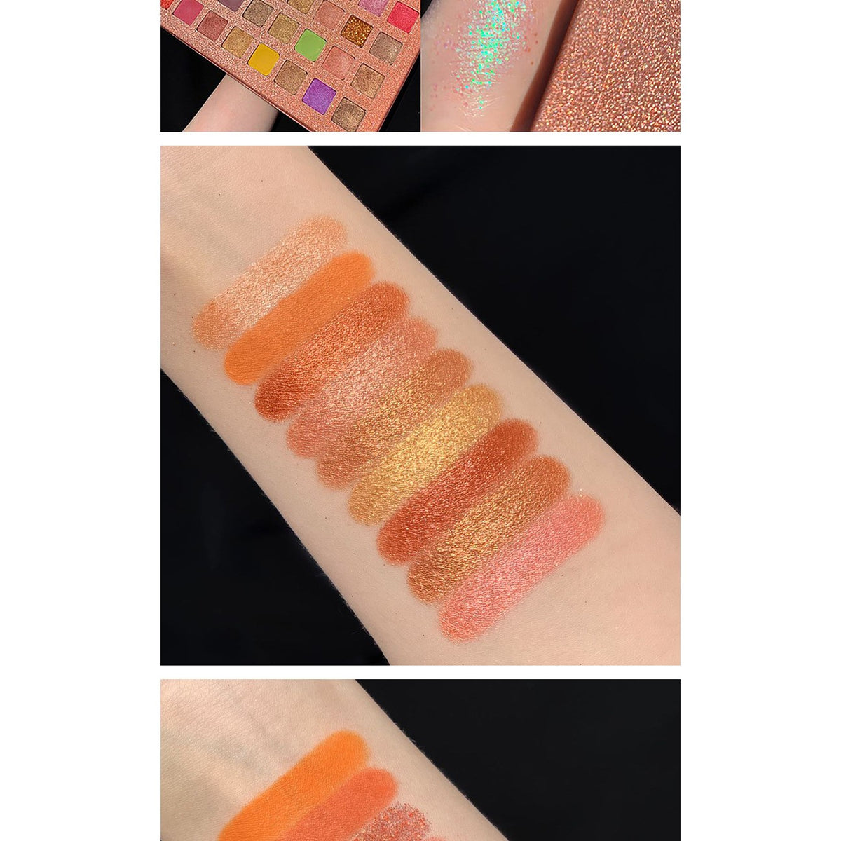 Paleta Farduri Ochi cu 40 Culori Pigmentate, Trusa Machiaj Profesionala, Textura Fina cu Finish Mat, Metalic, Sidefat si Sclipici, Nuante Nude si Maro, 40 Grains