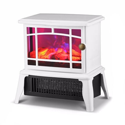 Semineu Electric cu Aeroterma Ceramica, Efect Flacara 3D, Carcasa ABS Ignifuga, Protectie Supraincalzire, 1500W, 25 x 16 x 25 cm, Alb