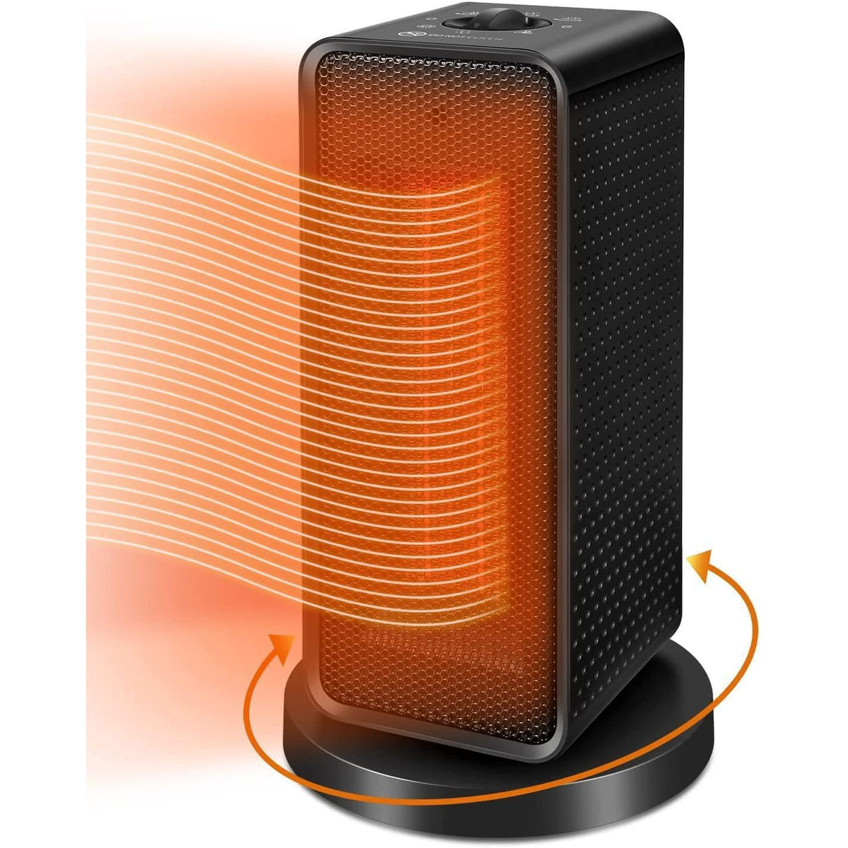 Aeroterma Electrica Ceramica PTC, Radiator Portabil 1200 W, Termostat Reglabil, 3 Trepte de Putere, Protectie Supraincalzire, Acoperire 20 m2, Negru, 16x16x28.5 cm