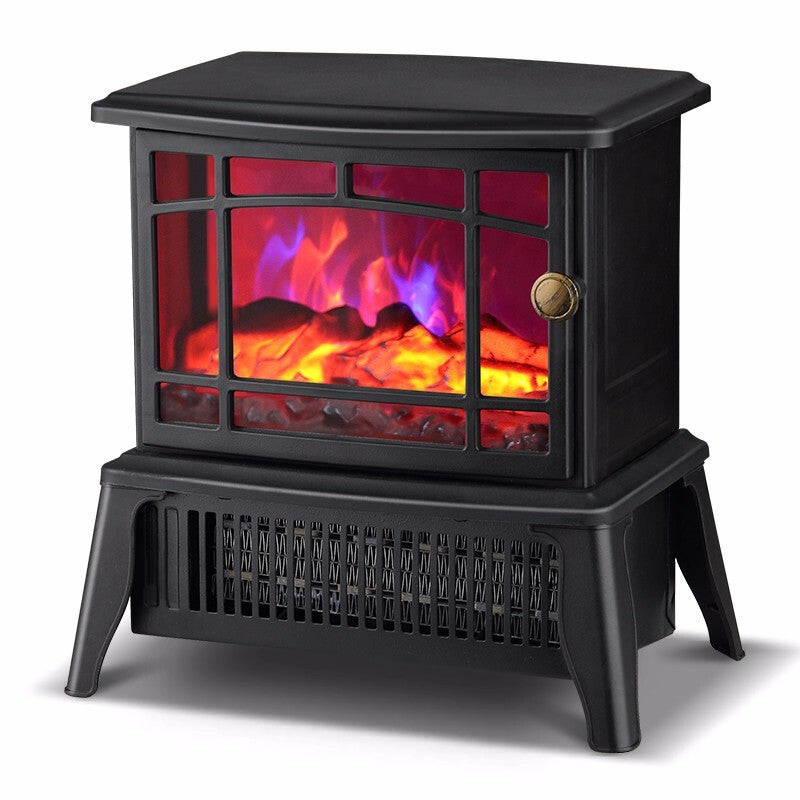 Semineu Electric Aeroterma, Putere 1500W, Incalzire Ceramica cu Efect Flacara 3D, Protectie Supraincalzire, Carcasa ABS Ignifuga, 2 Trepte Viteza, 25 x 16 x 25 cm, Negru