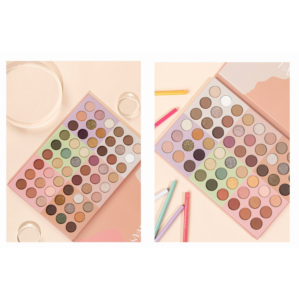 Paleta de Machiaj Profesionala, Trusa Farduri de Ochi cu 54 Culori Pigmentate, Textura Fina, Finish Mat, Metalic, Sidefat si Gliterat, Multicolor