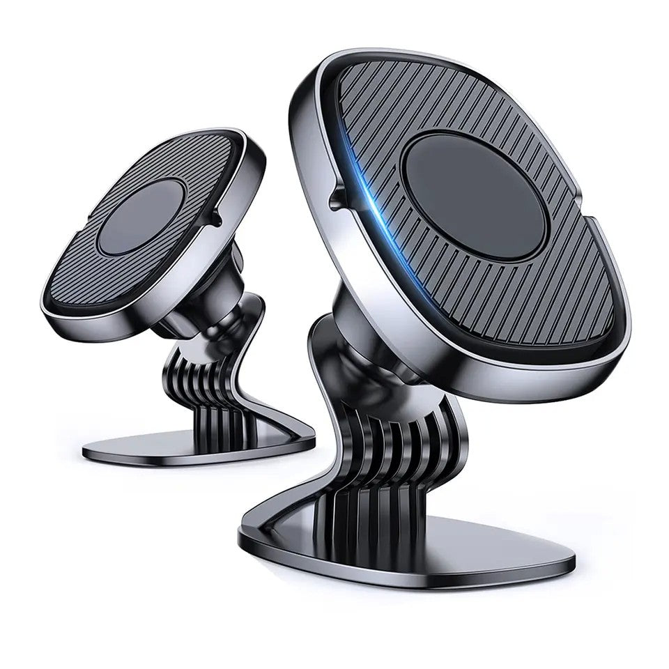 Suport Auto Magnetic JS-668, Holder Universal cu 6 Magneti Neodymium, Rotatie 360 Grade, Prindere Grila Ventilatie si Adeziv, Compatibil Telefoane 4-7 Inch, ABS si Silicon, Negru